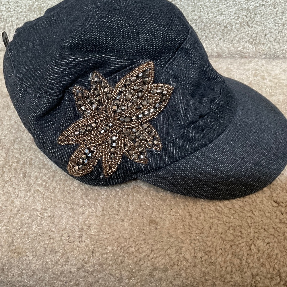 Denim Cadet Cap With Pretty Embellishments, New C… - image 2